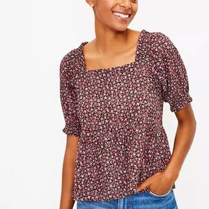Floral Smocked Peplum Top 
Style #:570995 
Size: Large
Color: Dark Persimmon
